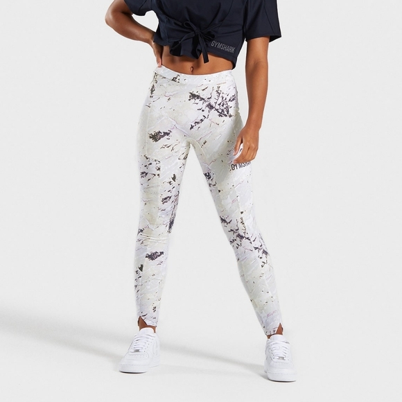 Gym Shark Ori Leggings - Marble Print Sz: XL - Picture 7 of 16